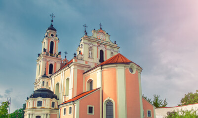 Fototapeta na wymiar Beautiful sunny shot of St. Catherine (Kotrynos) church in Vilnius, Lithuania.