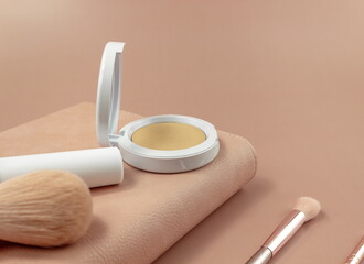Decorative cosmetics ,fase powder and make up brushes