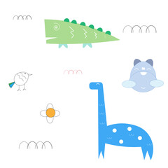 Cut animal seamless pattern.Vector illustration.