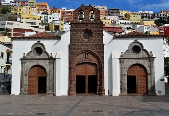 Fototapeta na wymiar Facade of the Asuncion church on the island of La Gomera, Canary Islands, Spain