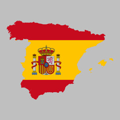Spain flag inside the Spanish map borders vector illustration 