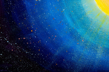 Painting mystic night starry sky space moon Fantasy monet fine art paint claude concept for fairytale paintings, universe illustration background artwork for book