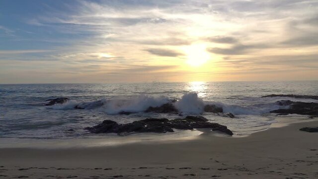 Rocks on the californian beach in slow motion 250fps