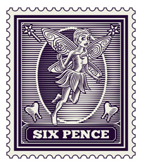 Obraz premium Tooth Fairy Postal Letter Postal Postage Stamp