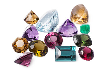 Handful of natural shining jewels. Perfect luxury gems