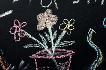 school board with chalked flowers