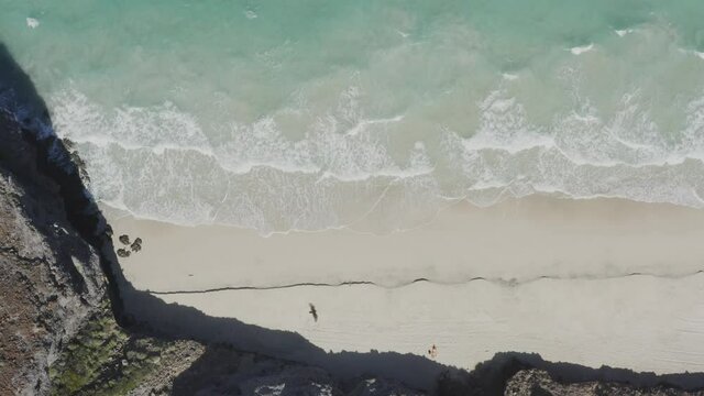 Drone shoots satellite mode of Tecolote Beach, Baja, Mexico