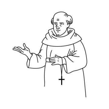 vector illustration monk believer catholic faith god cross