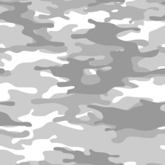 Camouflage winter classic seamless pattern. Military camo. Print on fabric and clothes. Vector