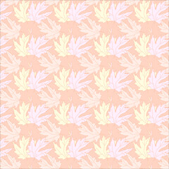 The leaves, drawn by hand, are arranged in sobs on a delicate background.3d