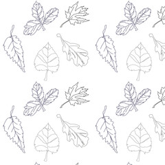 Leaves drawn by hand, on a white background.3d