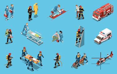 Emergency Isometric Set © Macrovector