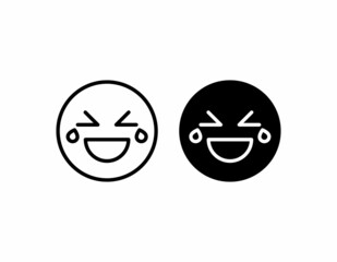 grinning face line and glyph icon vector