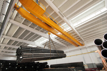 steel pipes inside the factory - obrazy, fototapety, plakaty