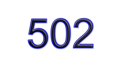 blue 502 number 3d effect white background