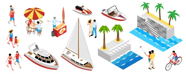 Sea Promenade Icon Set © Macrovector