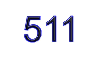 blue 511 number 3d effect white background