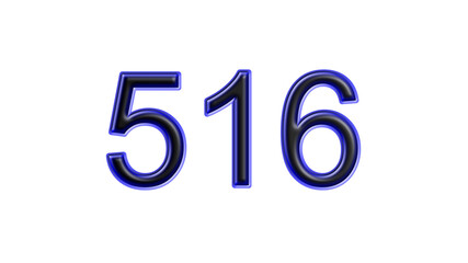 blue 516 number 3d effect white background