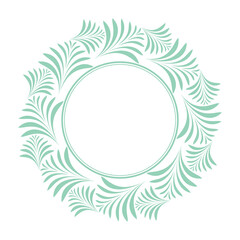 Decorative frame Elegant vector element for design in Eastern style, place for text. Floral green and white border. Lace illustration for invitations and greeting cards