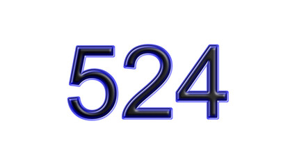 blue 524 number 3d effect white background
