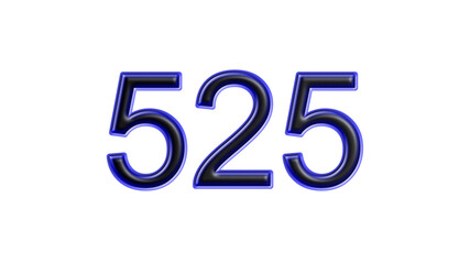 blue 525 number 3d effect white background