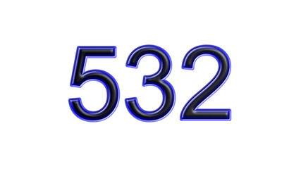 blue 532 number 3d effect white background