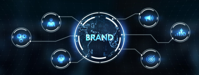 Brand development marketing strategy concept. Business, technology, internet and networking concept. 3d illustration