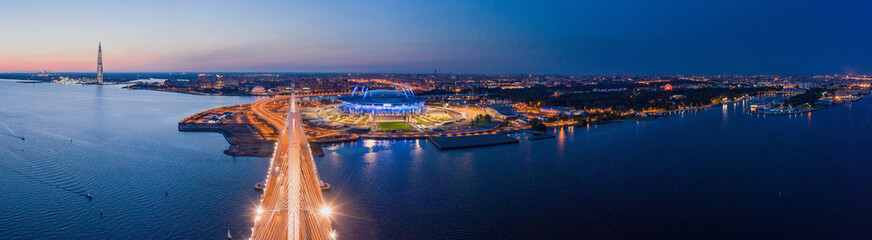 Fototapeta na wymiar panorama of evening St. Petersburg from a height