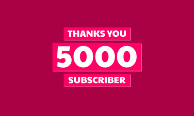 Thank you 5000 followers, red violet Greeting card template for social media.