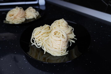 A plate of spaghetti pasta boiled