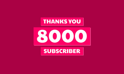 Thank you 8000 followers, red violet Greeting card template for social media.