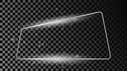 Silver glowing trapezoid shape frame with sparkles