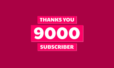 Thank you 9000 followers, red violet Greeting card template for social media.