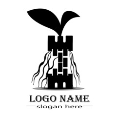 logo and icon design of  alphabet with brick concept and colorful