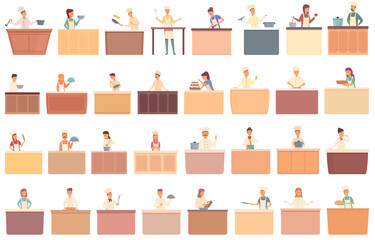 Cooking class icons set cartoon vector. Chef cook. Student teacher