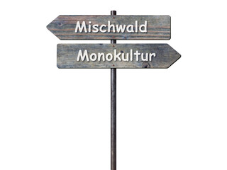Wegweiser Mischwald oder Monokultur