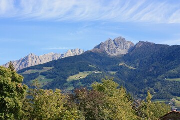 view to the top of the mountains
