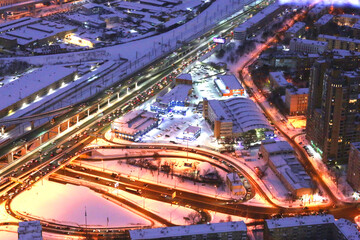 Fototapeta na wymiar city view from observation deck from one of the Moscow city tower