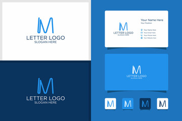 letter M design logo and business card template. premium vector.
