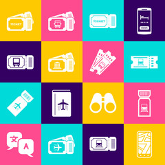 Set Infographic of city map, Train ticket, Ticket, Museum, Bus, and icon. Vector