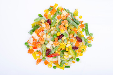 Mix of different frozen vegetables, healthy eating, vitamin preservation. Studio Photo