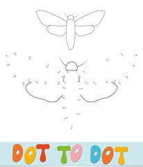 Butterfly Dot to dot puzzle for children. Connect dots game