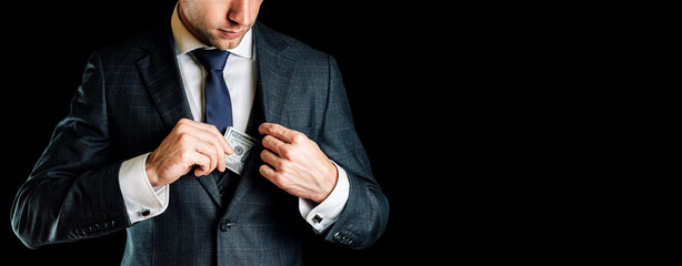 Us dollar. Rich businessman holding hundred dollars of America. Money usd bill background.