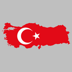 Turkey flag inside the Turkish map borders vector illustration 