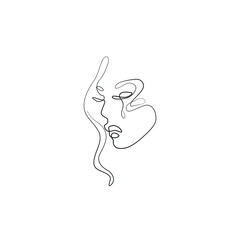 Obraz premium Woman crying from depression. Eyes in tears. Print for clothes, t-shirt, emblem or logo design, continuous line drawing, small tattoo, isolated vector illustration.