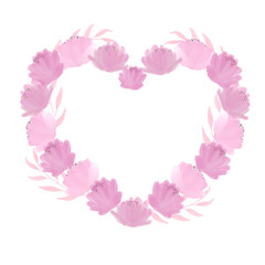 Heart shaped wreath, Flowers, Valentine's Day, wedding, postcard, invitation.