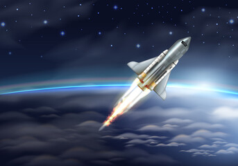 Naklejka premium Realistic Spacecraft Illustration