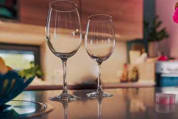 Two glasses of wine romantic evening
