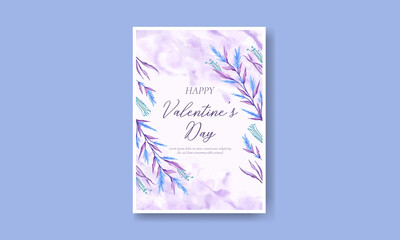 Beautiful valentine's day card template with leaves