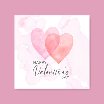 Watercolor valentine's day card with hearts